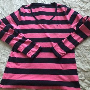 Tommy Hilfiger Navy Pink v neck sweater xl